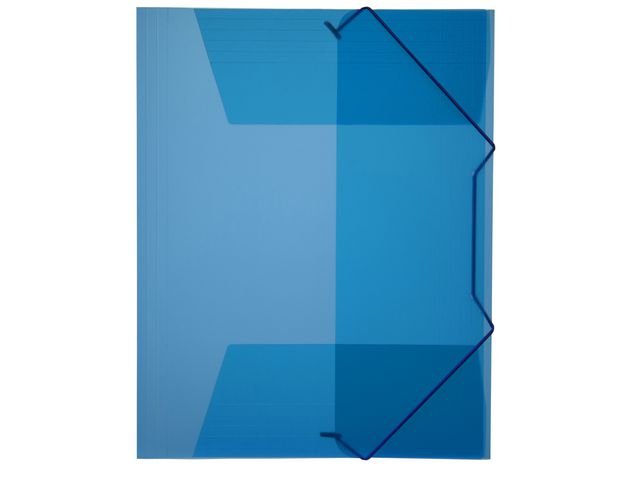 Gummibandsmapp plast 3 - kl A4 transp/blå