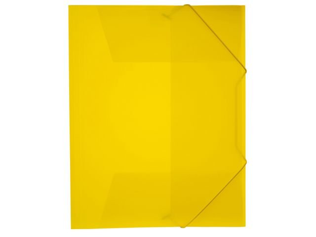 Gummibandsmapp plast 3 - kl A4 transp/gul