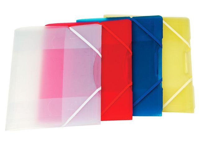 Gummibandsmapp plast 3 - kl A4 transp/klar