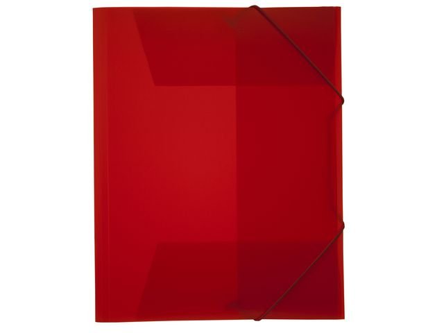 Gummibandsmapp plast 3 - kl A4 transp/röd