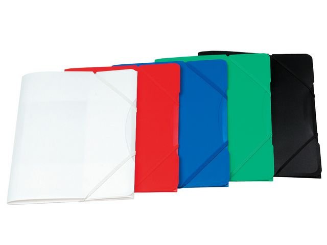 Gummibandsmapp plast 3 - klaff A4 vit