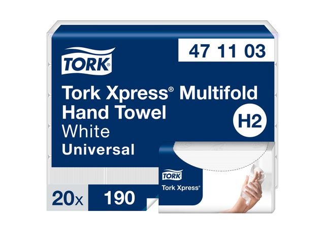Handduk TORK Uni H2 2 - lag vit 3800/fp