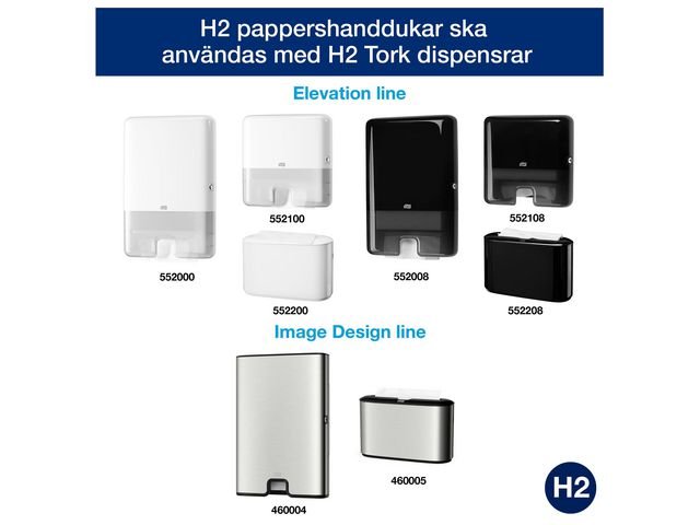 Handduk TORK Uni H2 2 - lag vit 3800/fp