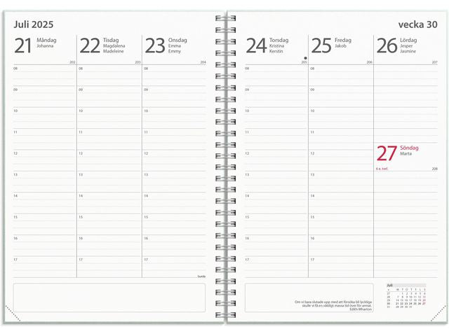 Kalender Study Textile grön A5 25/26
