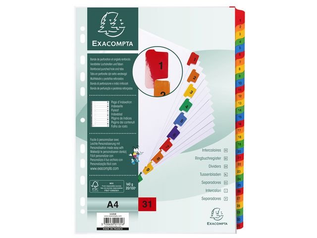 Kartongregister EXACOMPTA 1 - 31 multifärg