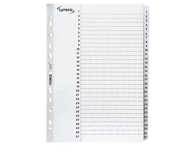 Kartongregister LYRECO A4 1 - 31 vit