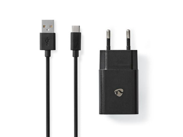 Laddare vägg NEDIS 2.4 A USB - C 1m svart