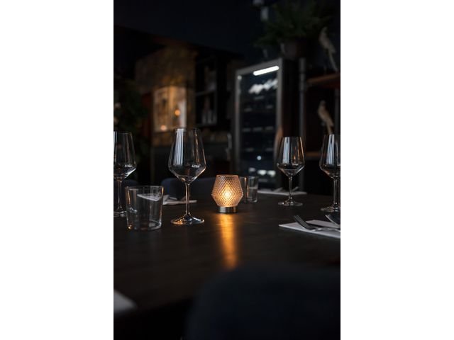 Ljuslykta KONSTSMIDE LED 10x11cm glas