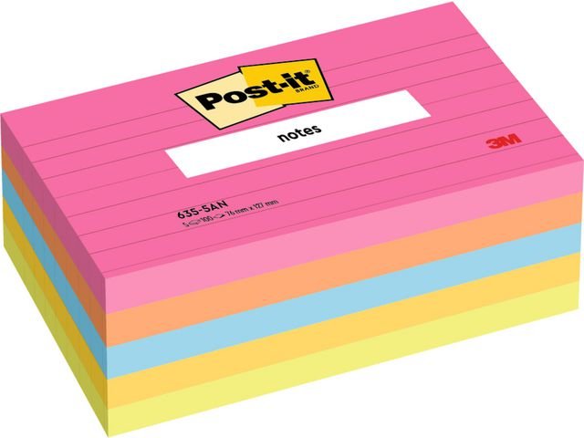 Notes POST - IT linjerat 76x127mm neon