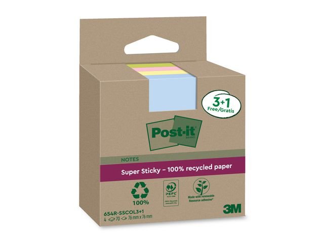 Notes POST - IT SS 76x76mm re sort.f 4/fp