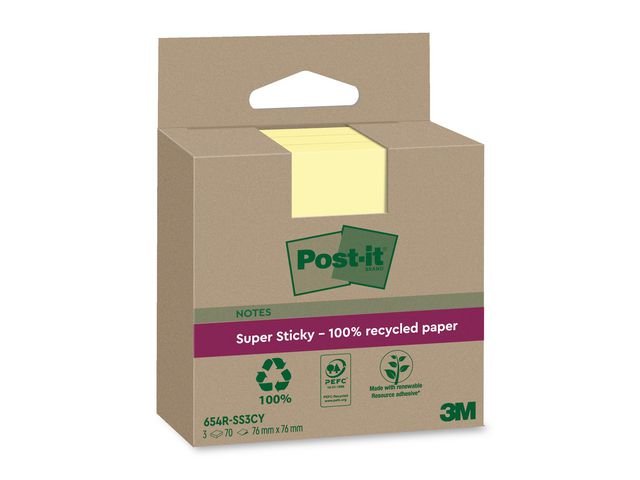 Notes POST - IT SS 76x76mm rec gul 3/fp