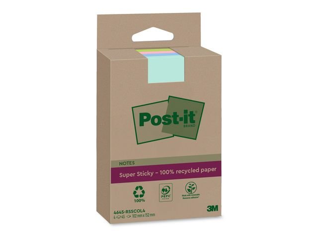 Notes POST - IT SS rec 102x152mm sort 4/fp