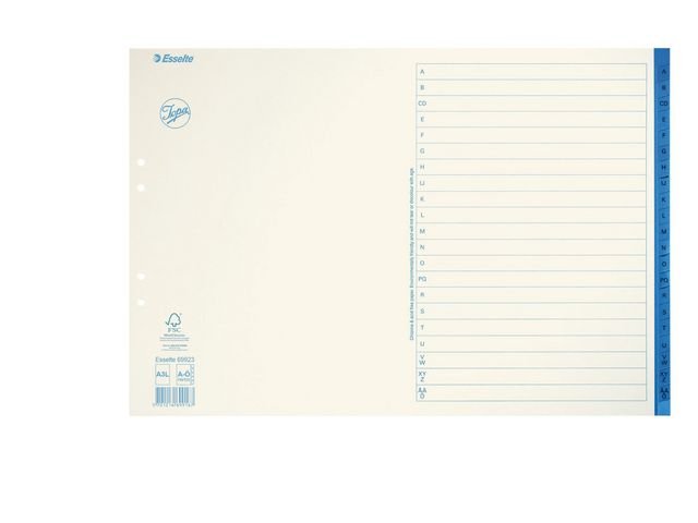 Pappregister JOPA A3L A - Ö vit/blå