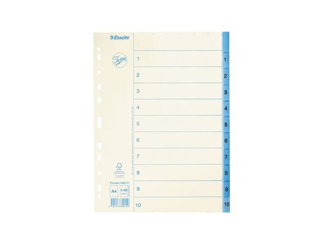 Pappregister JOPA A4 1 - 10 vit/blå