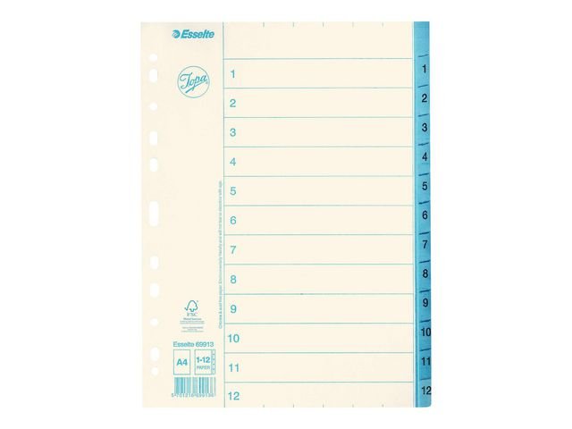 Pappregister JOPA A4 1 - 12 vit/blå
