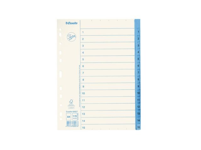 Pappregister JOPA A4 1 - 15 vit/blå