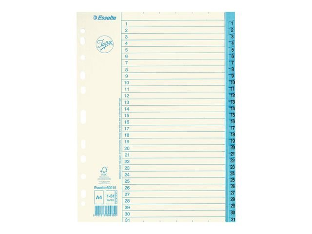 Pappregister JOPA A4 1 - 31 vit/blå