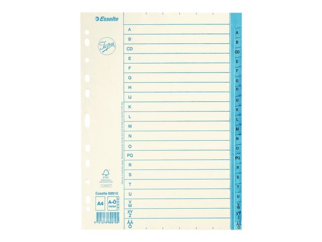 Pappregister JOPA A4 A - Ö vit/blå
