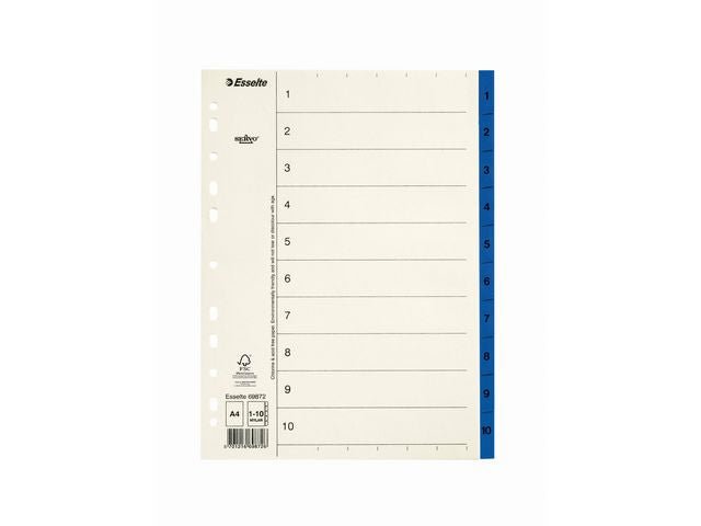 Pappregister Servo A4 1 - 10 blå flik