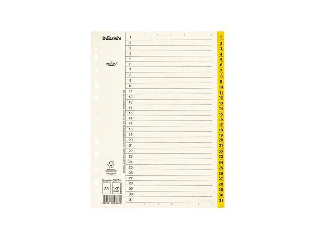 Pappregister Servo A4 1 - 31 gul flik