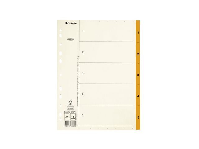 Pappregister Servo A4 1 - 5 orange flik