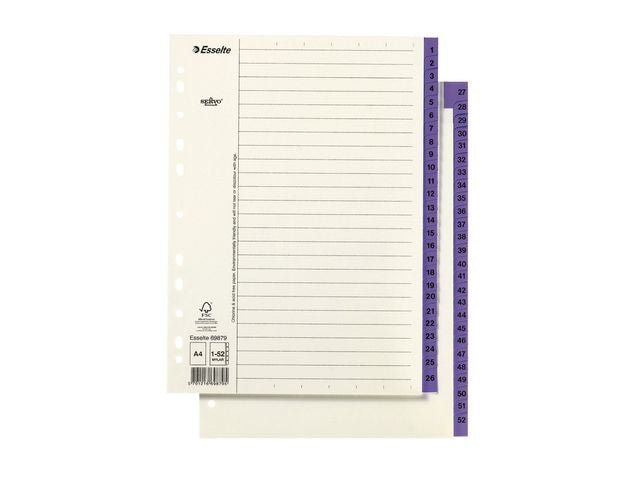 Pappregister Servo A4 1 - 52 lila flik