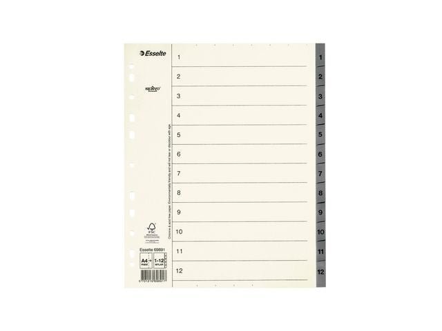 Pappregister Servo System A4+ 1 - 12 grå