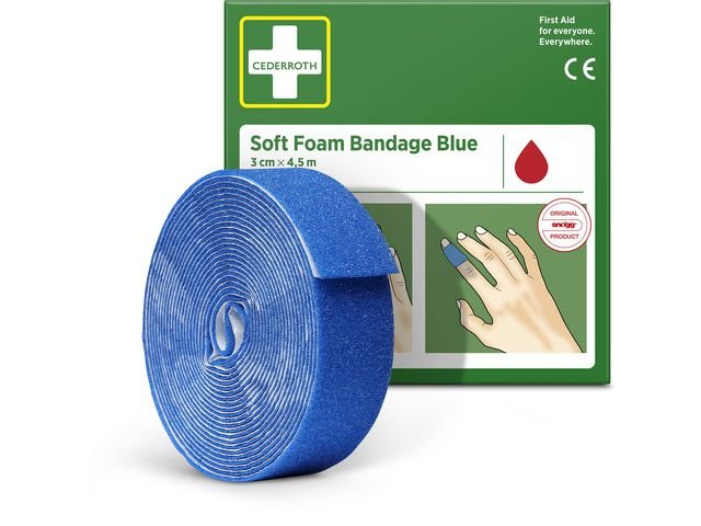 Plåster CEDERROTH SoftFoam 3cmx4,5m blå