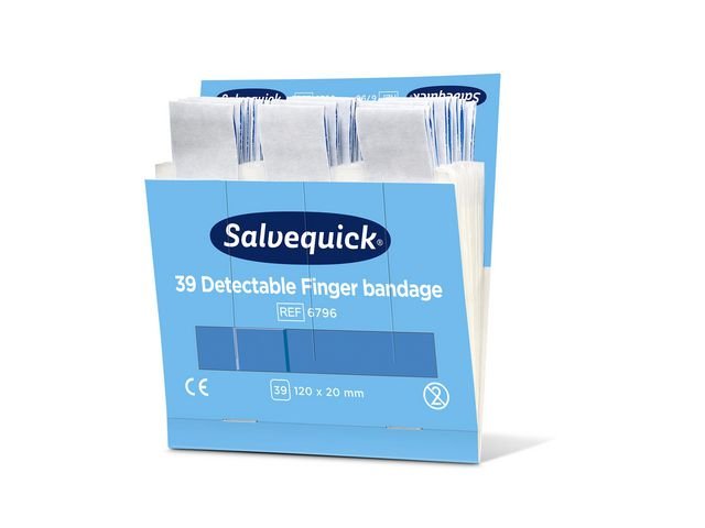 Plåster SALVEQUICK refill lång blå 39/fp