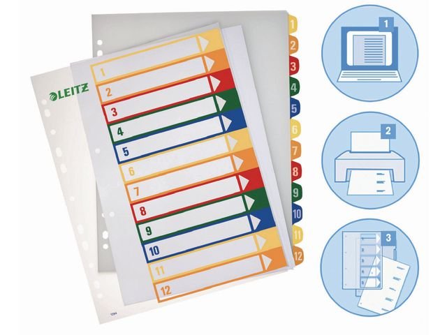 Plastregister ESSELTE PP A4+ 1 - 12 färger