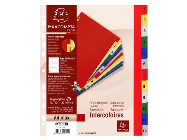 Plastregister EXACOMPTA PP A4+ 1 - 12 f.f