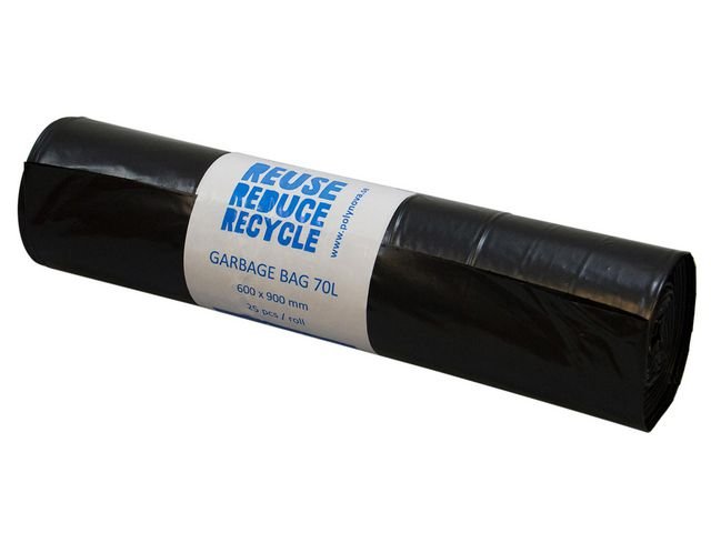 Plastsäck POLYBLUE 70L 40my svart 25/rl