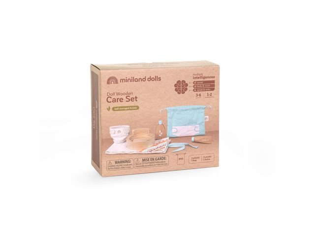 Potta set till docka i trä 6 delar