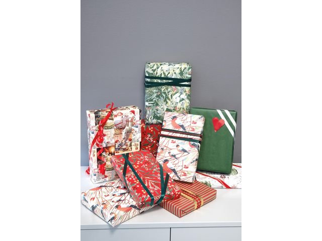 Presentpapper 57cmx154m ribbat grön