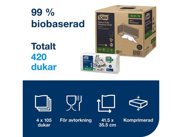 Rengöringsduk TORK W4 Kraftig Bio 105/fp