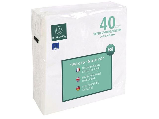 Servett 2 - lags EXACO 38x38cm vit 40/fp