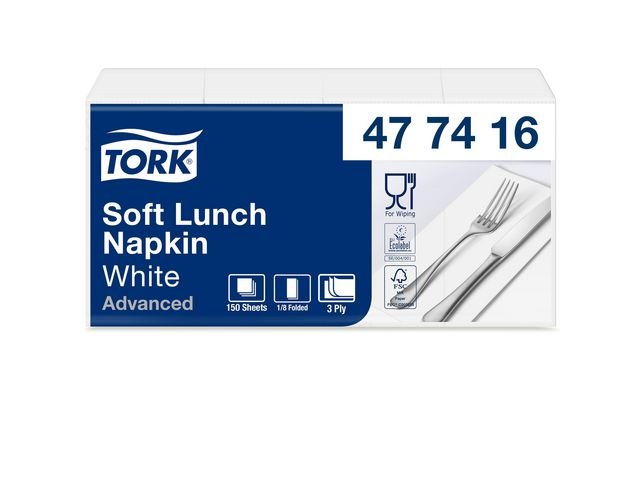 Servett TORK 1/8 - vikt 3 - lag vit 150/fp