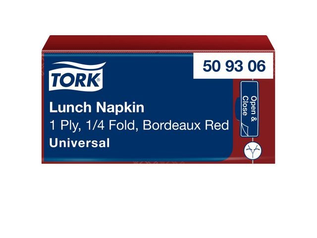 Servett TORK Lunch 1 - lags vinröd 500/fp