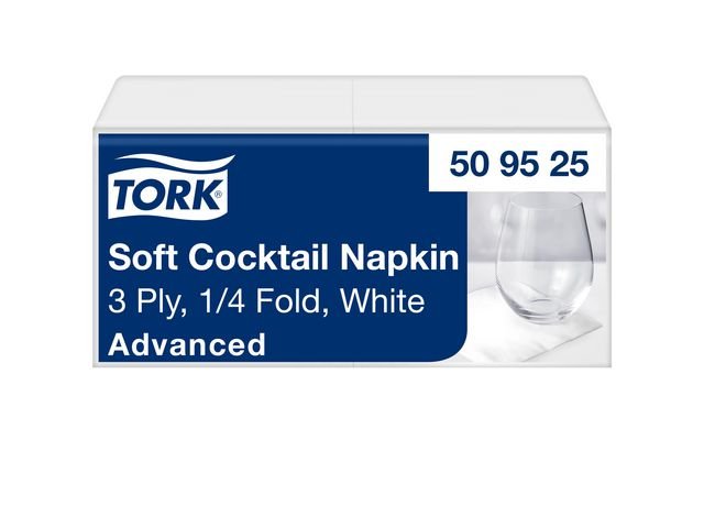 Servett TORK Vit 3 - lgr, 24x24cm 200/fp