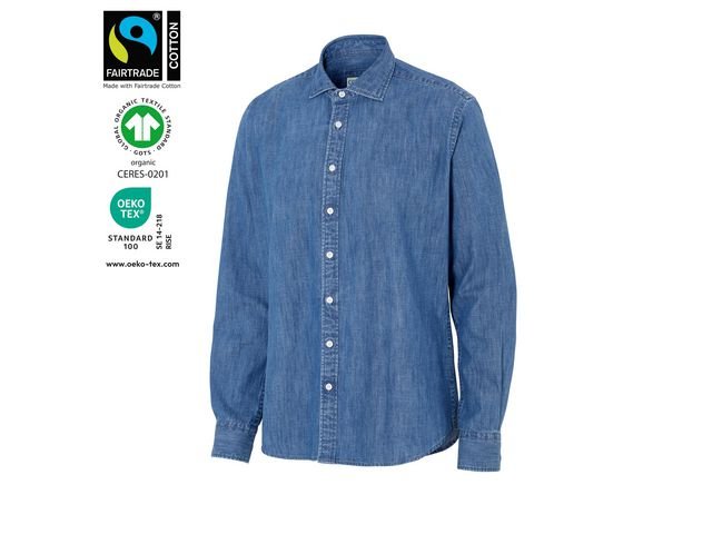 Skjorta slim fit COTTOVER Denim GOTS M