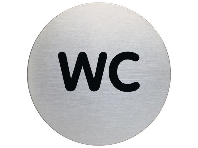 Skylt WC DURABLE 83mm borstat stål