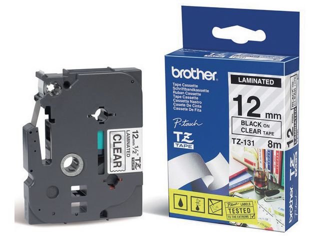 Tape BROTHER TZE131 12mm svart på klar