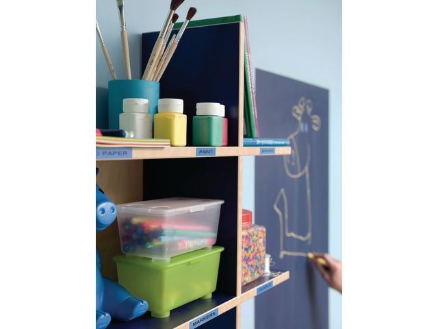 Tape LetraTAG plast 12mm svart på blå