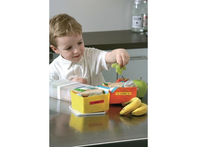 Tape LetraTAG plast 12mm svart på röd