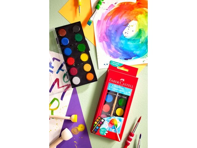 Vattenfärg FABER 12 färger inkl pensel