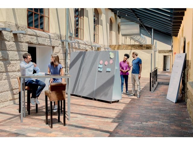 Whiteboard NOBO MoveMeet grå/vit 180x90c